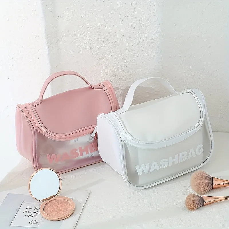 Transparent Toiletry Travel Bag Carry Airport Compliance PU Leather
