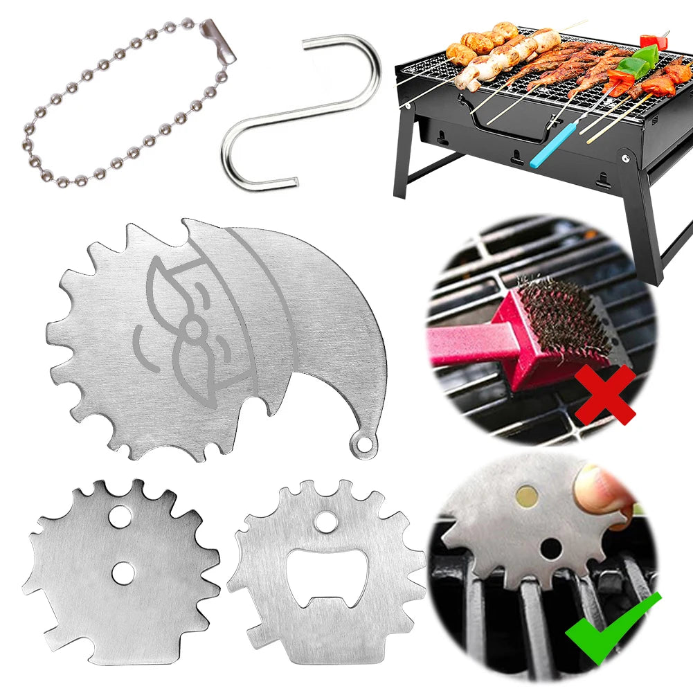 BBQ Grill Scraper Stainless Steel Grills Grate Cleaner Portable Metal