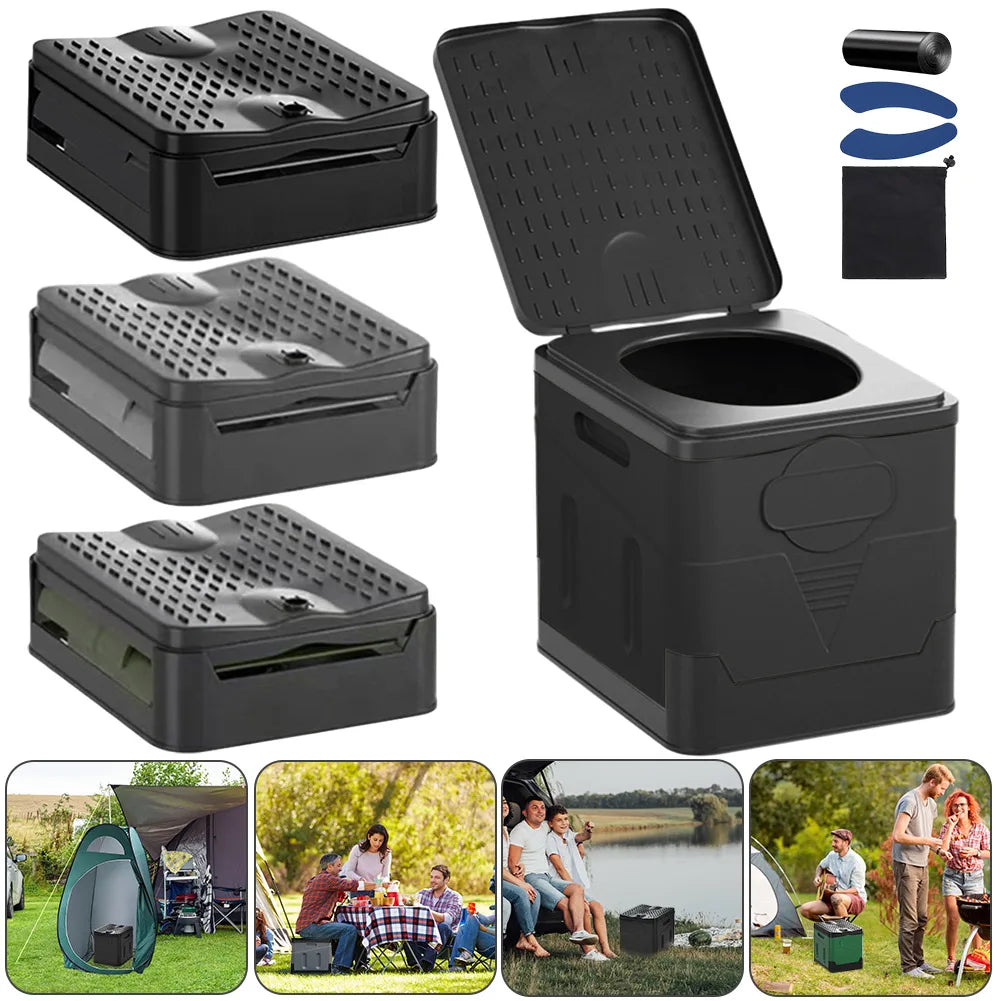 Car Toilet Outdoor Folding Portable Camping WC Trash Can Tour