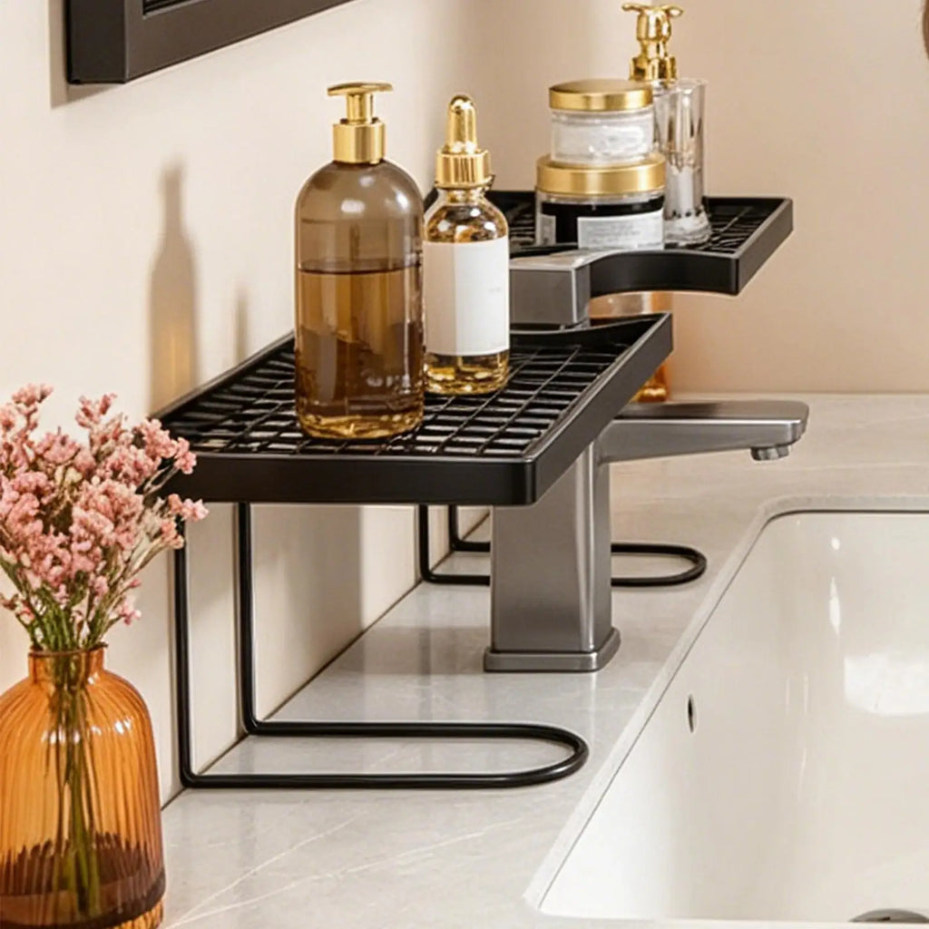 Kitchen Sink Organizer No Drilling Metal Drain Shelf Faucet Storage