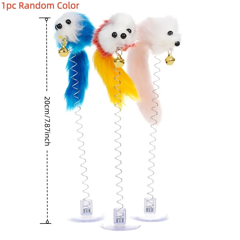 Cartoon Pet Cat Toy Stick Feather Rod Mouse Mini Bell Catcher Teaser