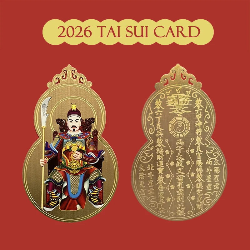 2026 Tai Sui Amulet Card Feng Shui Prayer Gold Card Exorcism Protection Buddha Gift Amulet Safe Bring In Wealth And Treasure Zpaxo