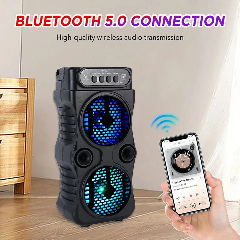 Compact Portable Outdoor Wireless Speaker Dual 3 Inches Music Bass Zpaxo