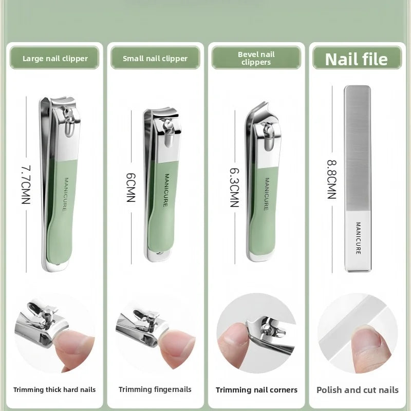 exquisite Professional Stainless Steel Nail Clipper Set Green Nail Tools Manicure Pedicure Set of 18pcs Travel Grooming Kit Zpaxo