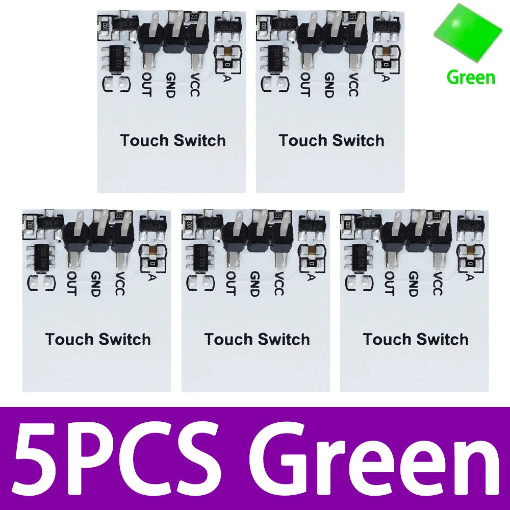 HTTM Capacitive Touch Switch Module, 2.7V-6V High Anti-Interference Touch Sensor with LED Indicator for DIY Electronic Projects Zpaxo 5pcs Green