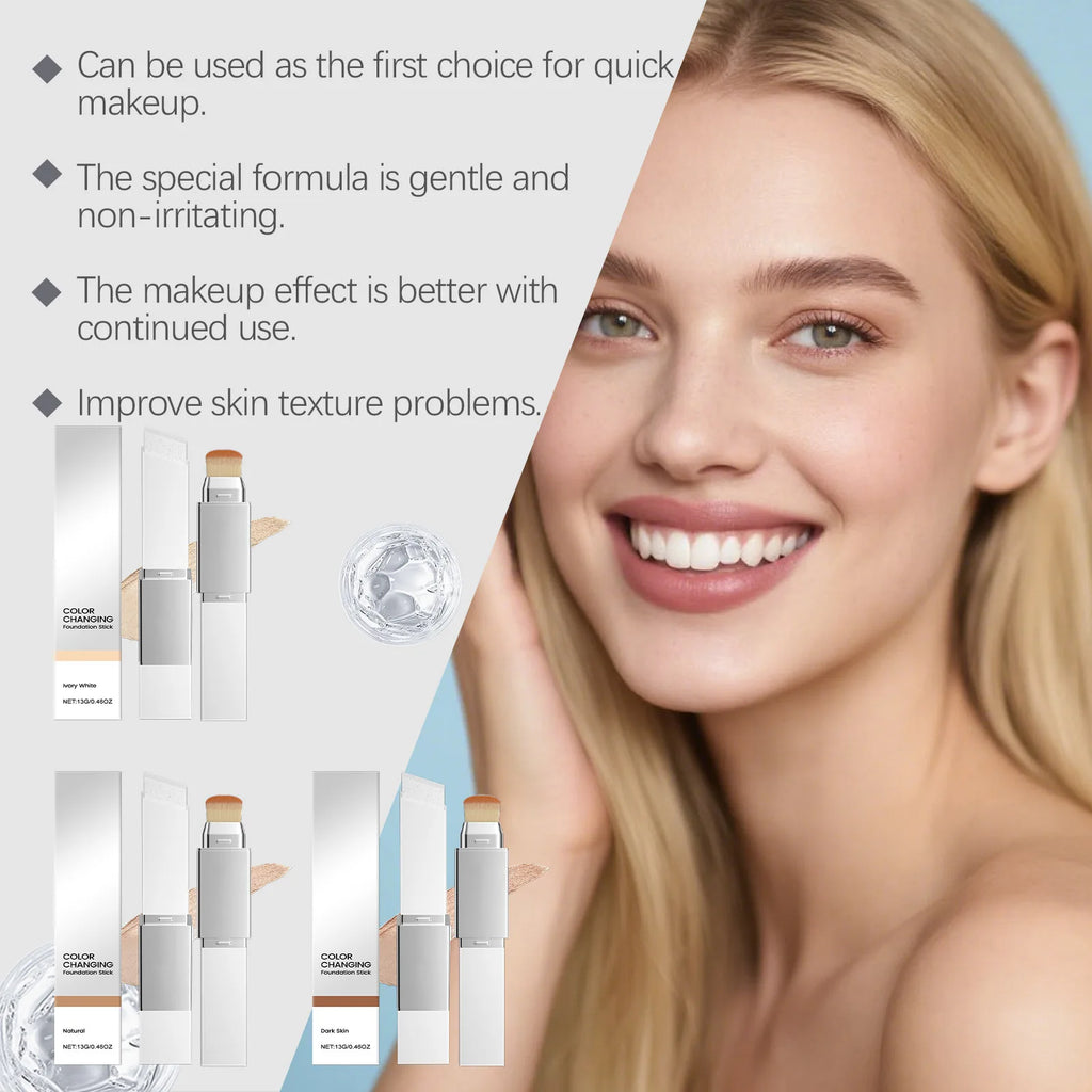 2-in-1 Color Changing Foundation & Concealer | Oil Control Foundation Concealer Stick Zpaxo