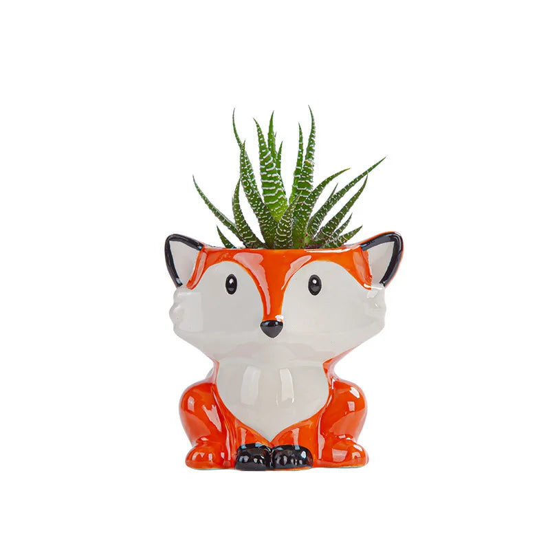 Mini Flower Pot Home Office Decoration Crafts Ceramic Cartoon Animal Flowerpot Decoration Planter Zpaxo