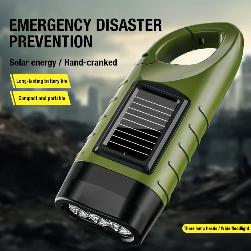 Emergency Solar Hand Cranked Flashlight Multifunctional Camping Power Zpaxo