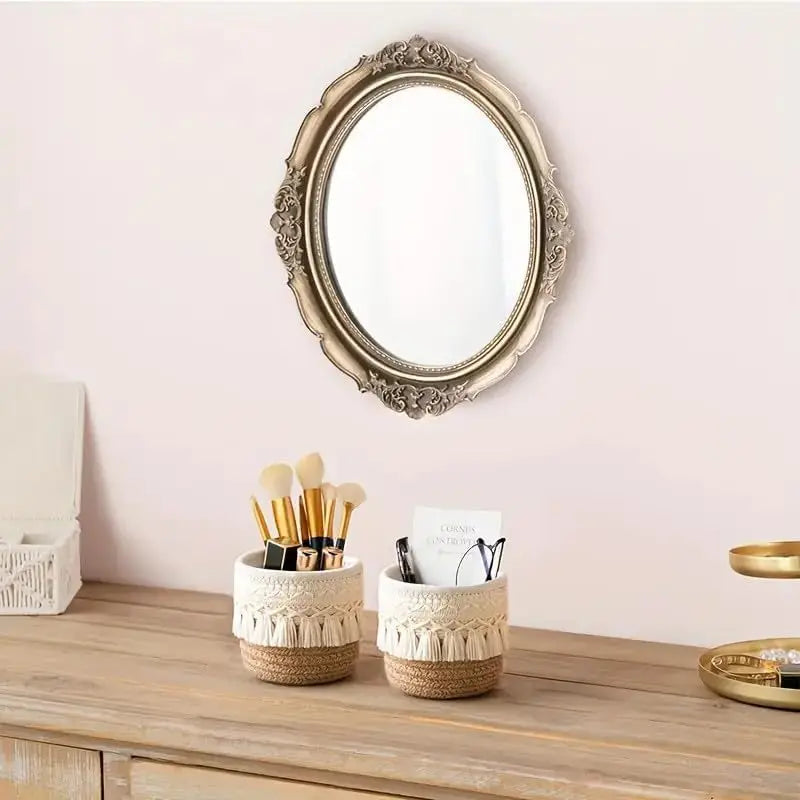 Small Storage Basket Mini Round Cotton Rope Woven Bin Boho Decor