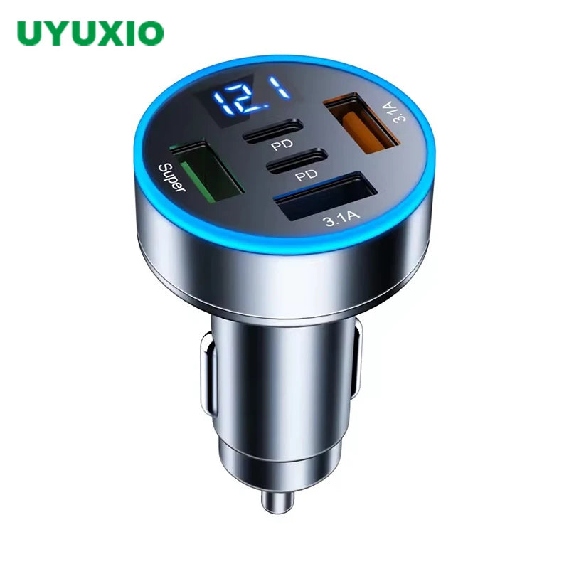 UYUXIO 1 USB Car Phone Charger Adapter Voltage Display Dual PD Port