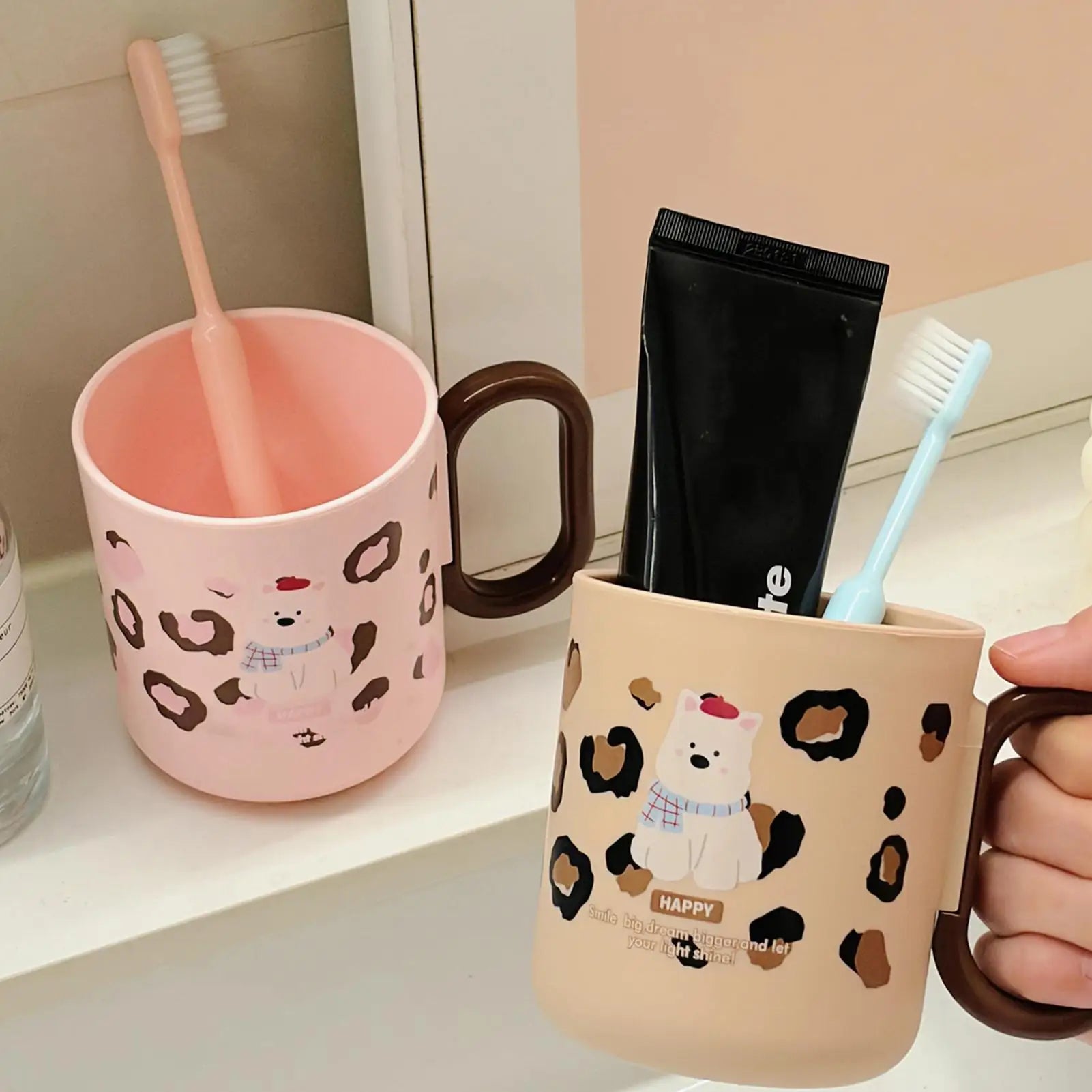 Toothbrush Cup Reusable Single Bathroom Mouthwash Vanity Counter Sink
