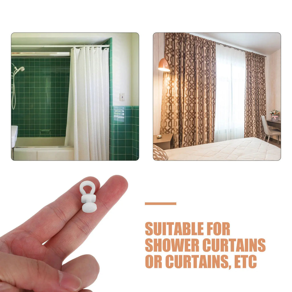 Curtain Track Hooks White Plastic Smooth Glide Sliders Shower Drapes