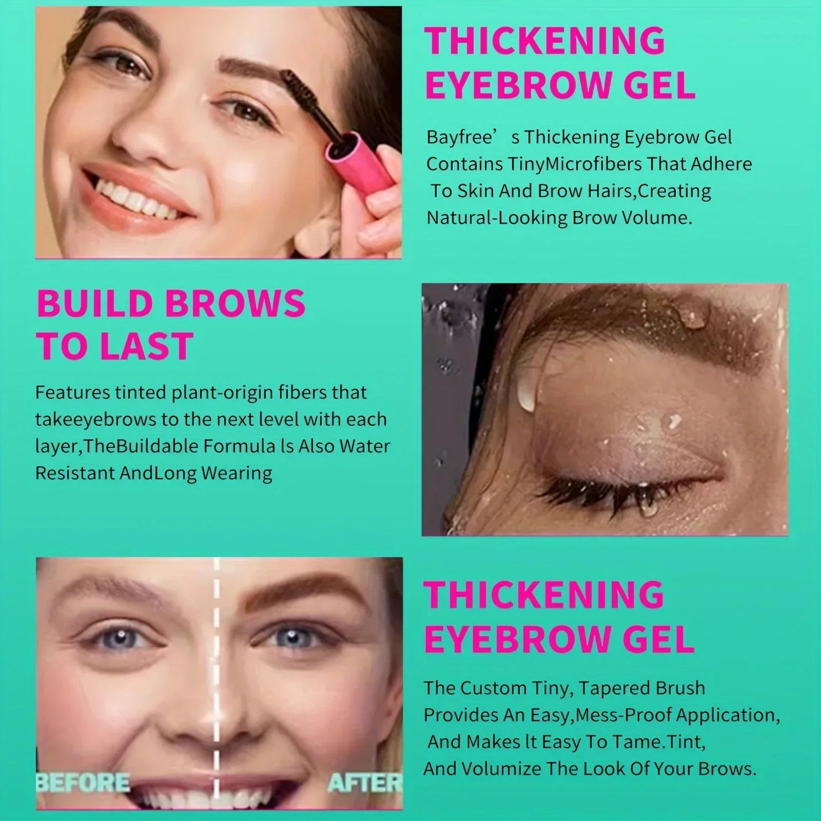Waterproof Tinted Brow Gel Kit, Rich Auburn & Clear Setting Brow Glue, Fast Sculpt Long-Lasting Eye Makeup Zpaxo