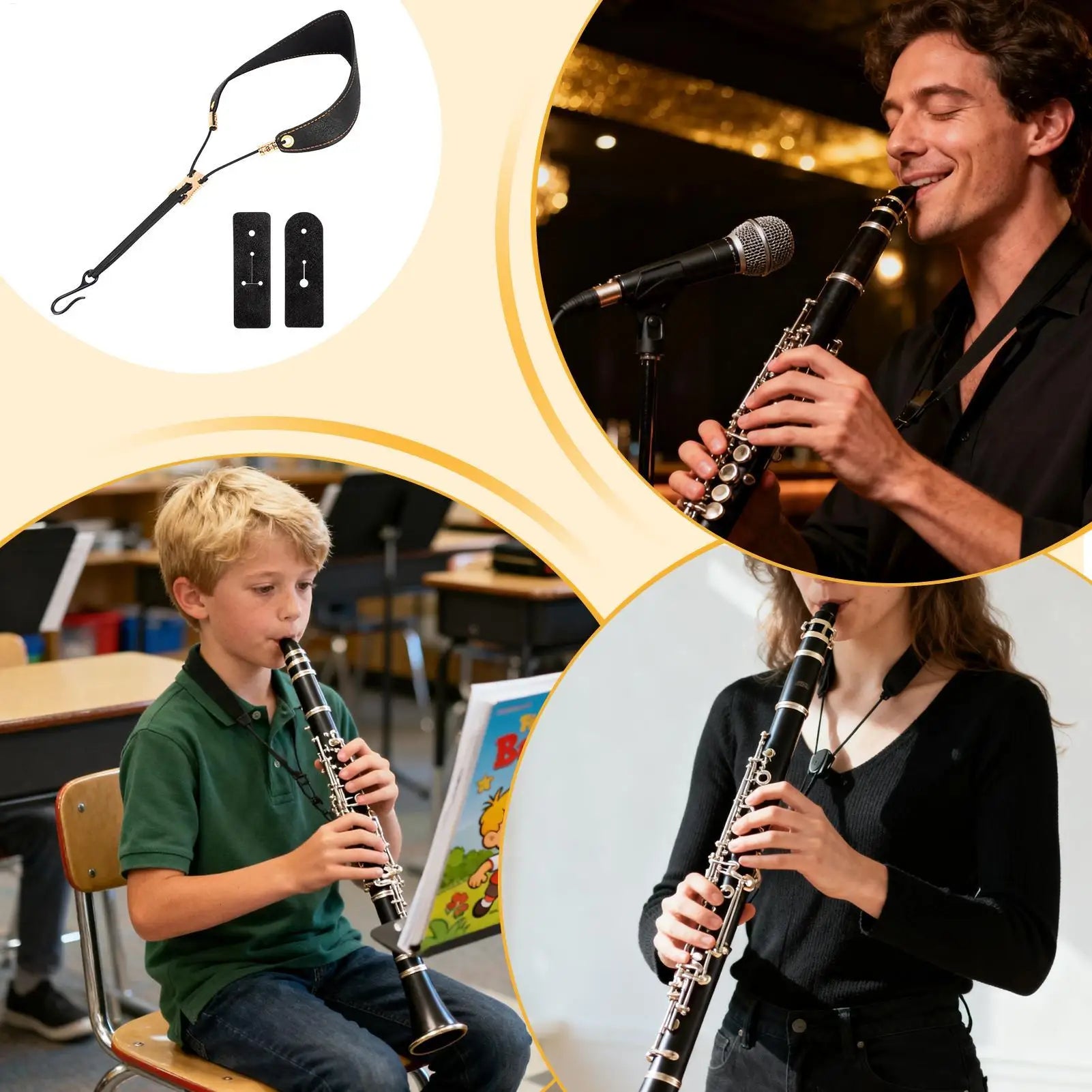 Saxophone Neck Strap Pad Harness Adjustable Support Tenor Sax Comfort