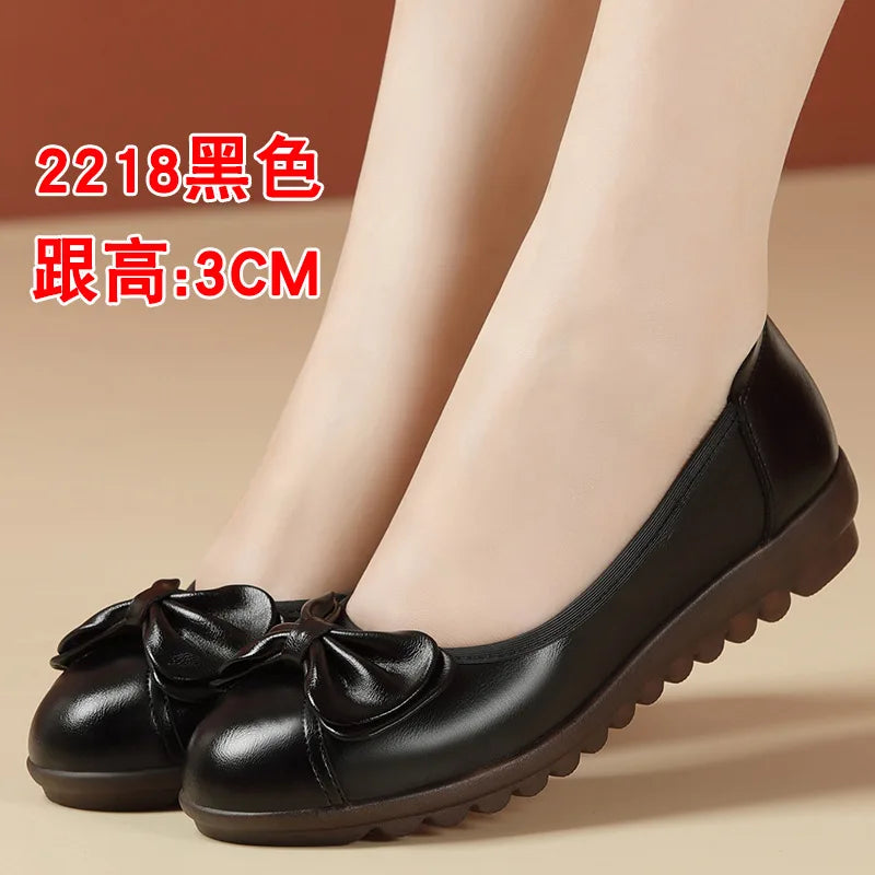 Tendon Bottom Mother Shoes Soft Leather Comfortable Middle-aged Zpaxo
