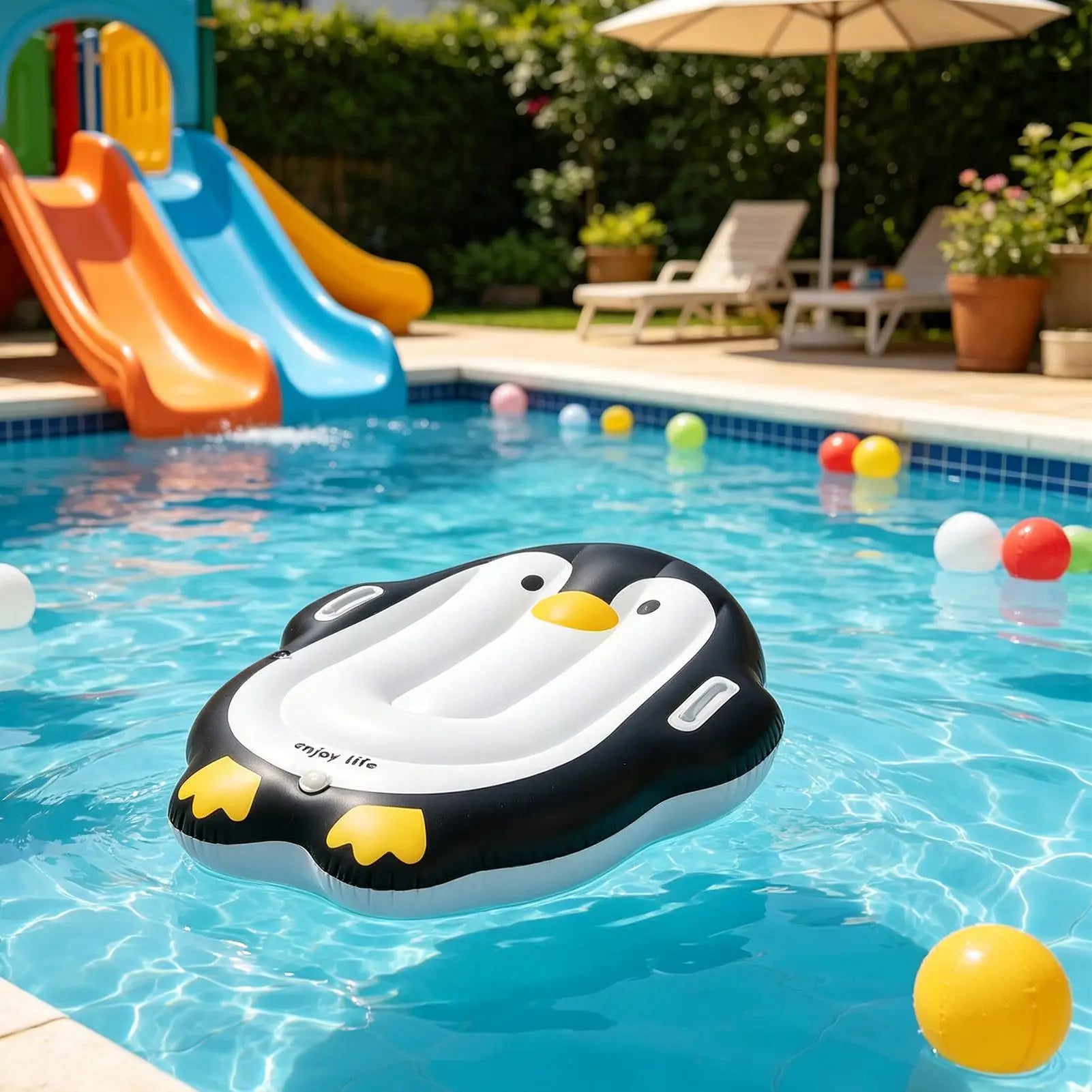 Inflatable Surf Boards For Kids Penguin Water Slides With Handle Portable Inflatable Floating Board Toy For Boys Girls Outdoor Zpaxo