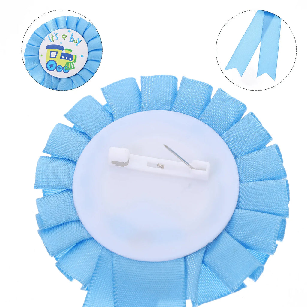 Stylish Chest Badge Decor Tinplate Metal Baby Shower Favors Parents