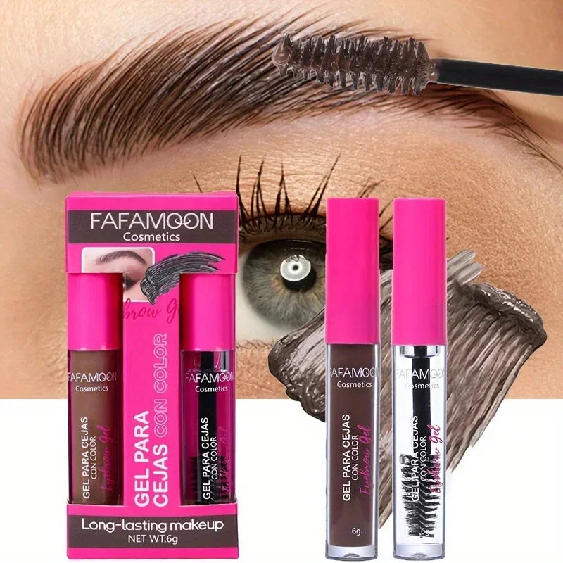 Waterproof Tinted Brow Gel Kit, Rich Auburn & Clear Setting Brow Glue, Fast Sculpt Long-Lasting Eye Makeup Zpaxo