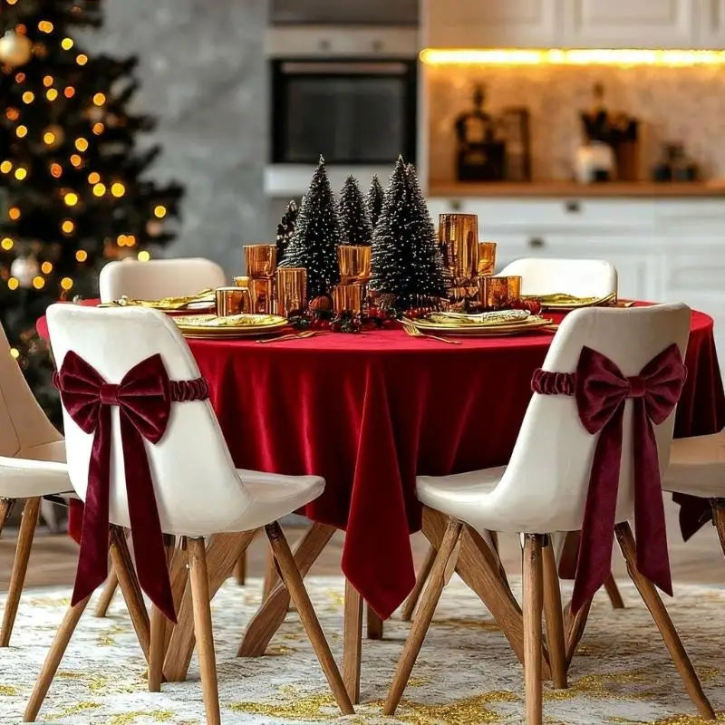 Elegant Chair Bows Tie Elastic Band Sashes Christmas Decoration