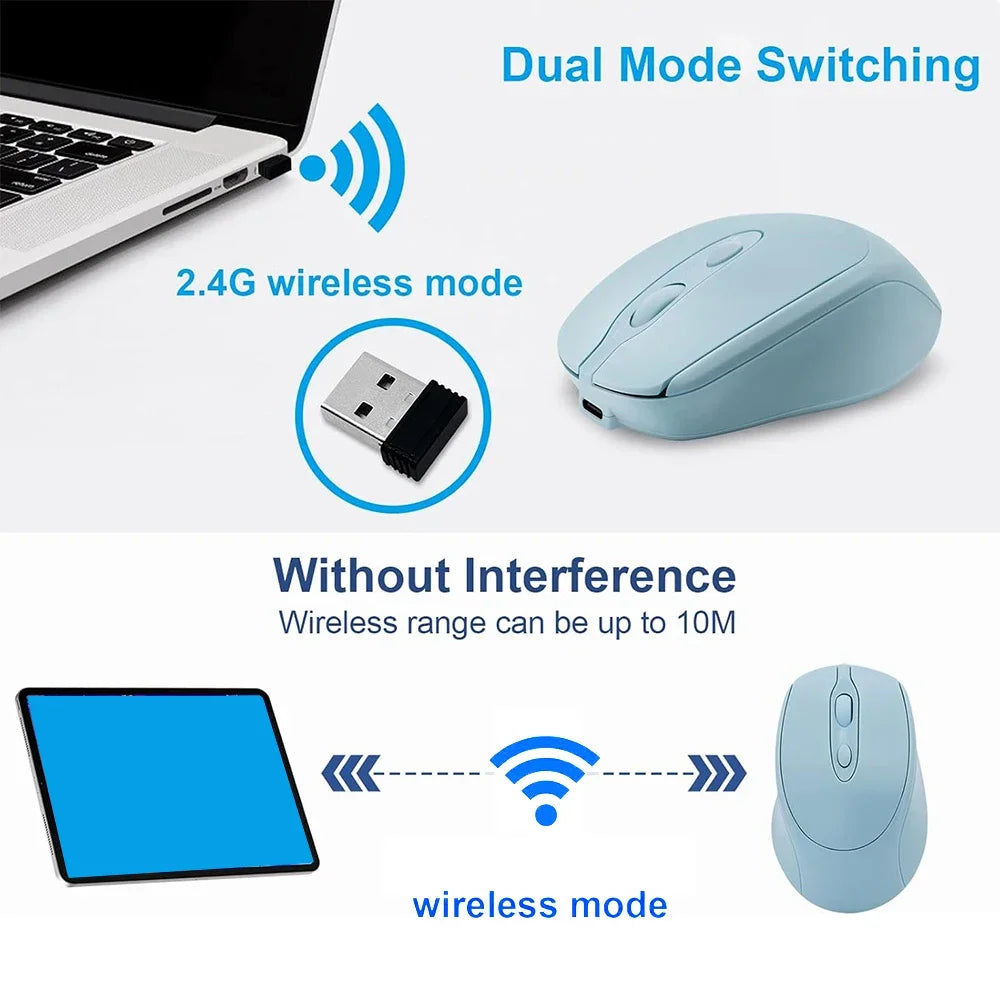Rechargeable Wireless Computer Mouse Bluetooth-compatible USB Silent Zpaxo