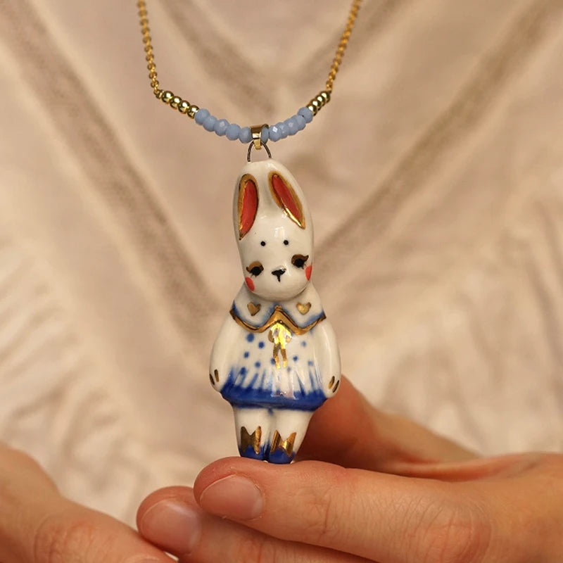 Vintage Cute Cartoon Animal Pendant Necklace Women Retro Fashion Zpaxo