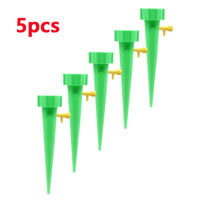 5/10pcs Automatic Drip Irrigation System Self Watering Adjustable for Flower Plants Greenhouse Garden Auto Water Dripper Device Zpaxo Green-5Pcs
