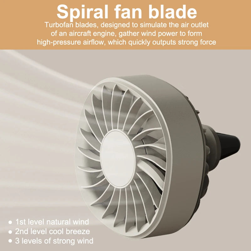 USB Car Vent Fan – 3-Speed Adjustable with LED Light