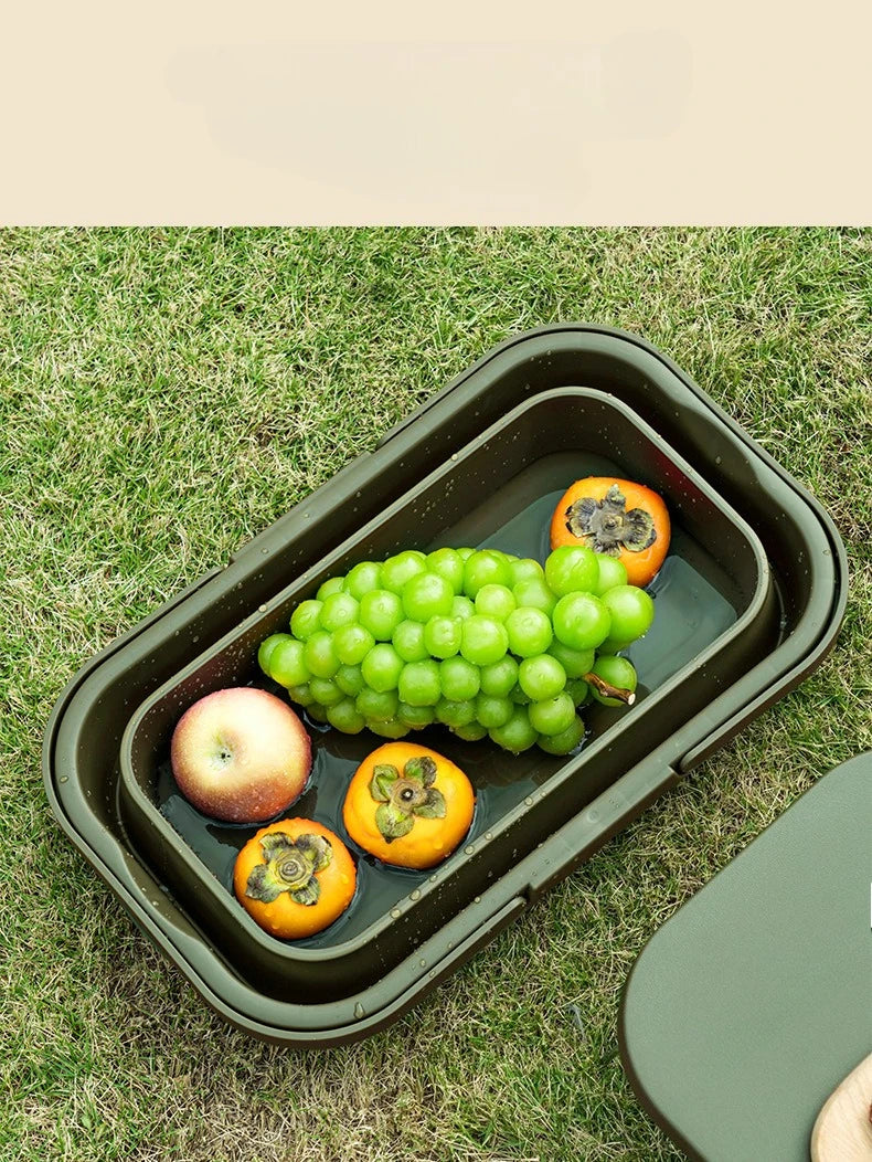 Foldable picnic basket for convenient travel covered camping large capacity multifunctional handheld storage basket Zpaxo