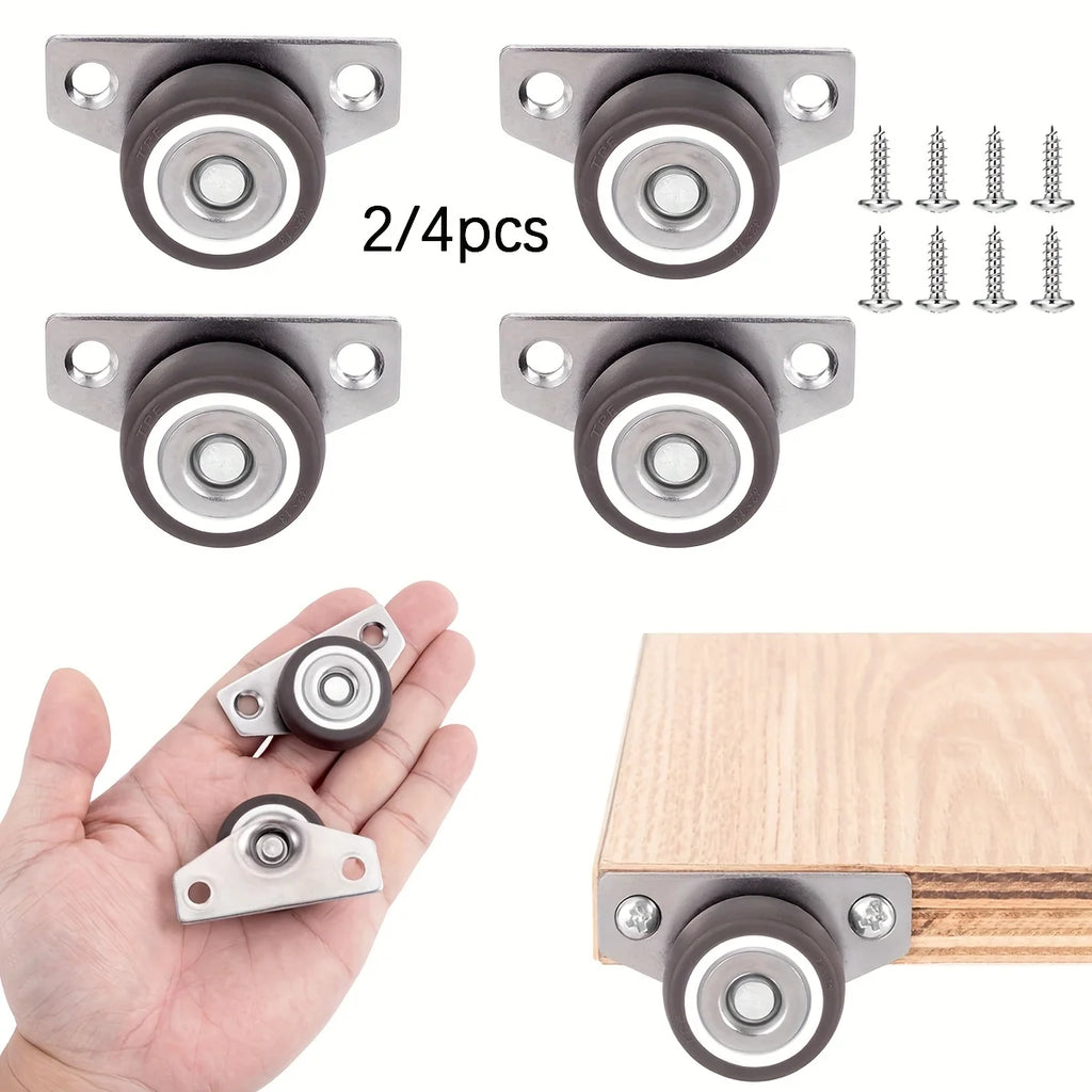 1.25" Side Mount Fixed Furniture Casters – 2/4 Pack Small Wheels