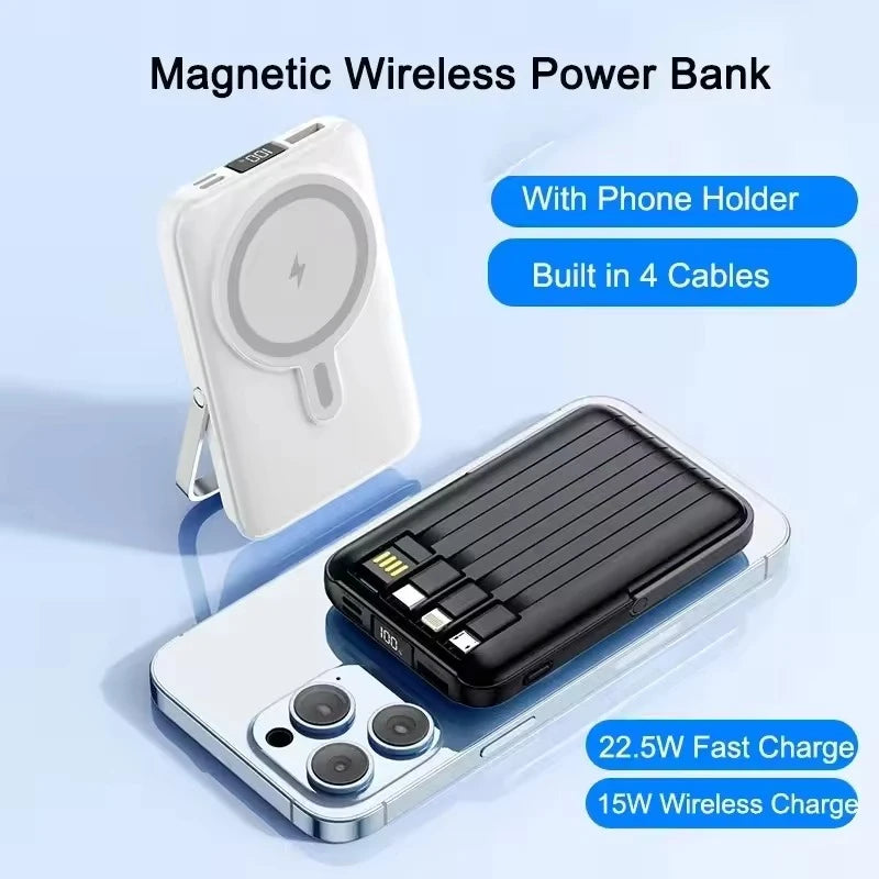 20000mAh Portable Fast Charger Magnetic Wireless Power Bank with Cable Stand External Battery for iPhone Samsung Xiaomi Magsafe Zpaxo