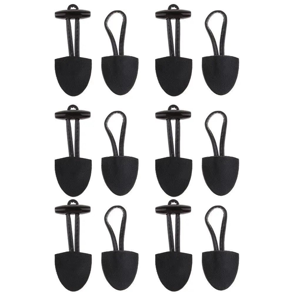 6 Pairs/Set Horn Toggle Closure Clasp Clothing Garment Ornaments Fasteners Black PU Leather Duffle Coat Sewing Crafts Zpaxo