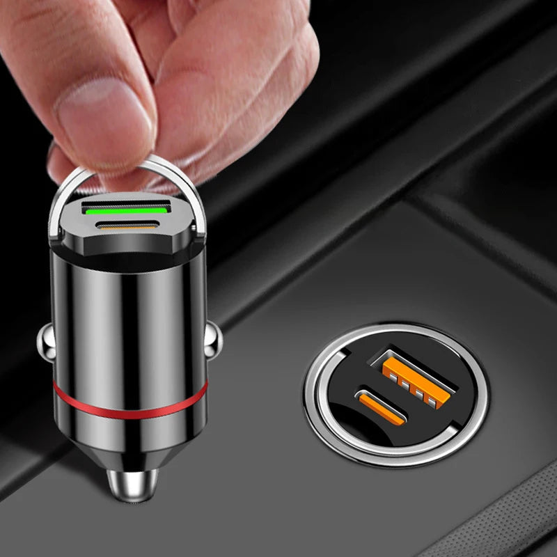 100W Mini Dual Ports USB Car Charger Lighter Fast Charging Phone