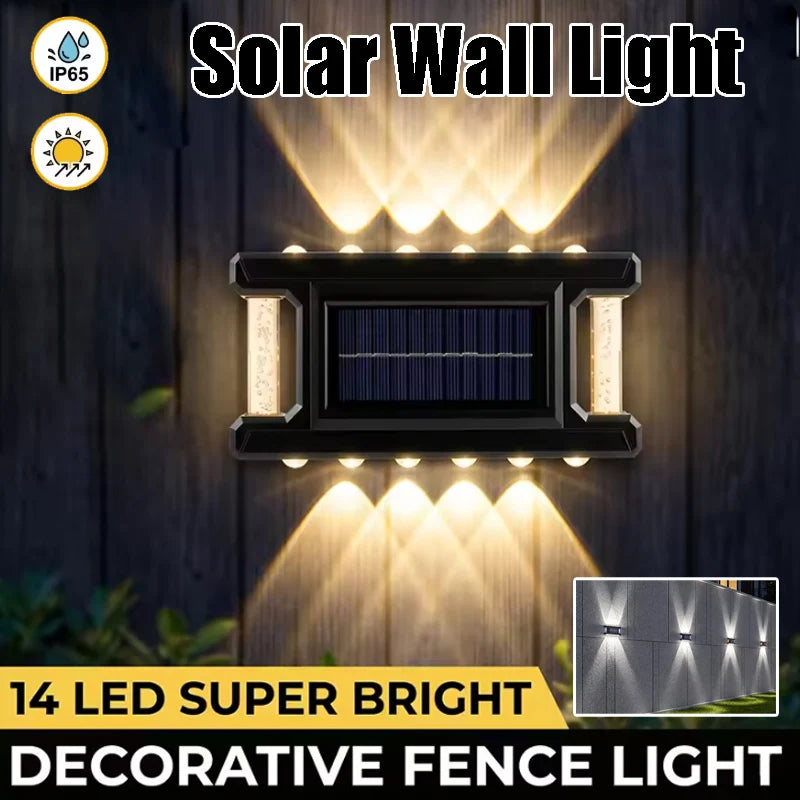 Outdoor Solar Wall Lamp Rainproof Design Garden Courtyard Light Fence