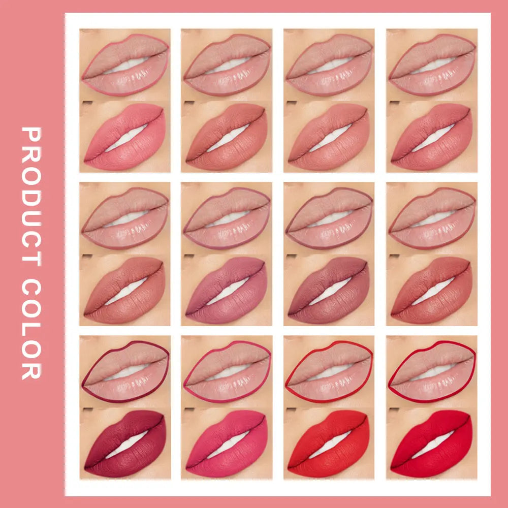 Twelve lip liner pencil case outlines the full lip shape, rich colors, waterproof, durable matt, daily versatile lip liner penci Zpaxo