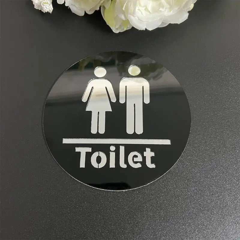 3.94-inch Acrylic Toilet Sign For Men And Women, Bathroom Identification, Round And Square Toilet Mirror Decals For Home Decor. Zpaxo A3