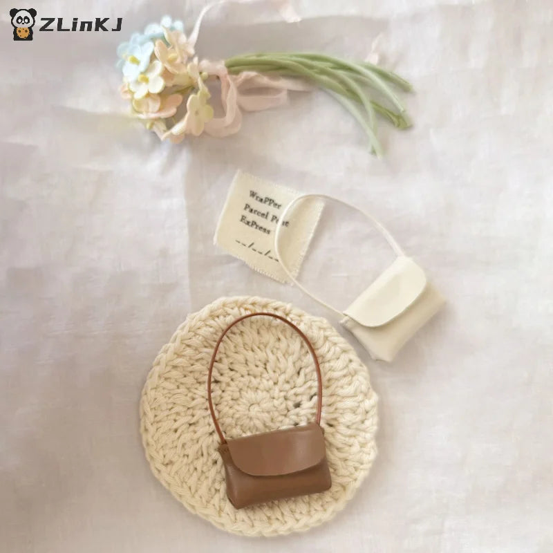 ▶1Pcs PU Leather Purse Accessories For 15-17cm Doll Handbag Lady Leather Bag Dollhouse Decoration Pretend Play Toy Zpaxo
