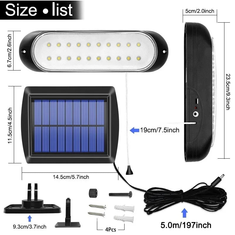 Solar LED Lights Outdoor Indoor Split Pull-wire 5M Cable Lamp Zpaxo