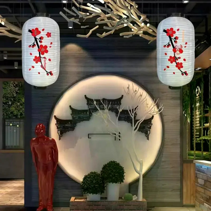 Chinese Japanese Long Shaped Cloth Home Party Hanging Lampion Zpaxo