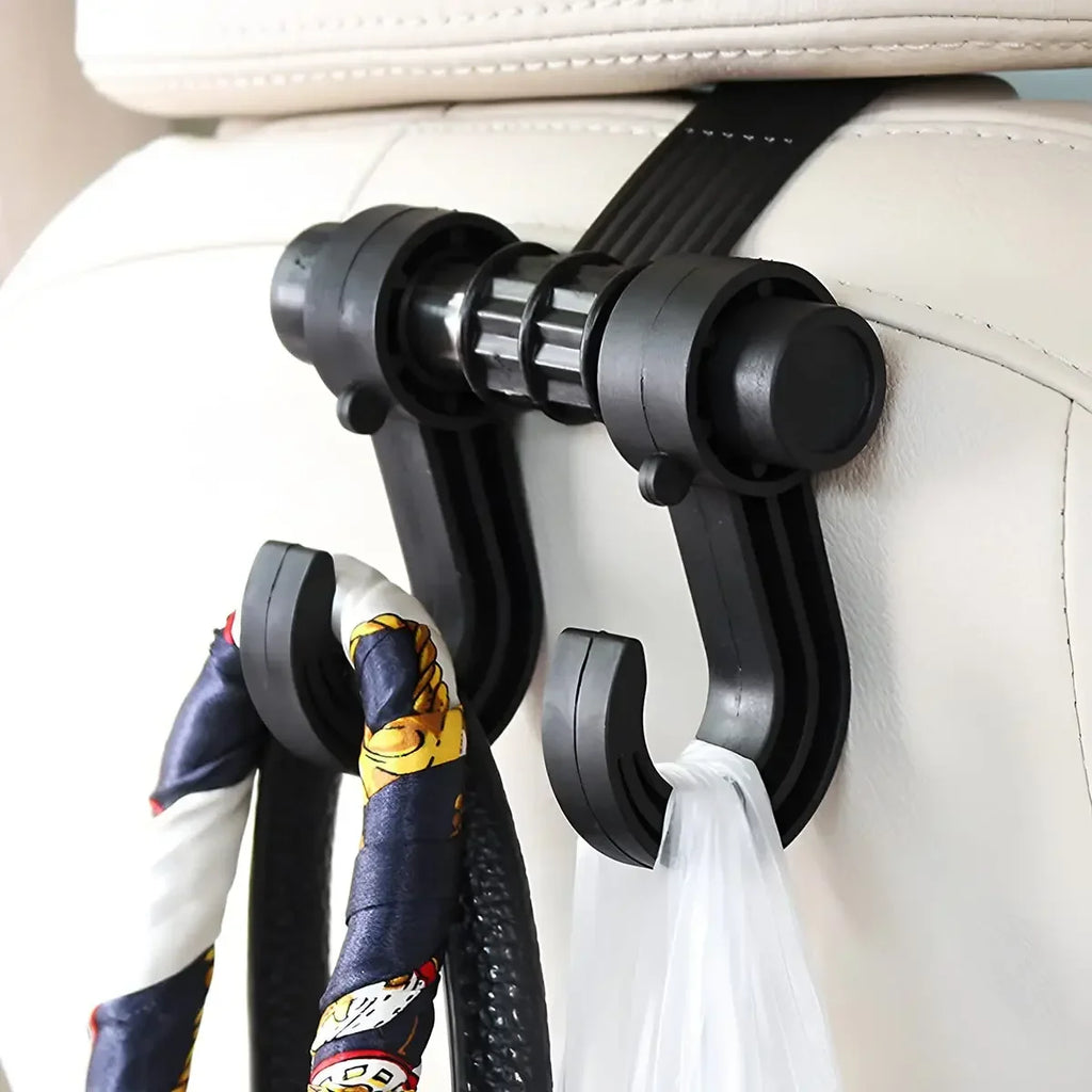 Car Seat Headrest Hooks 360° Rotating Storage Hangers 2/4 Pack