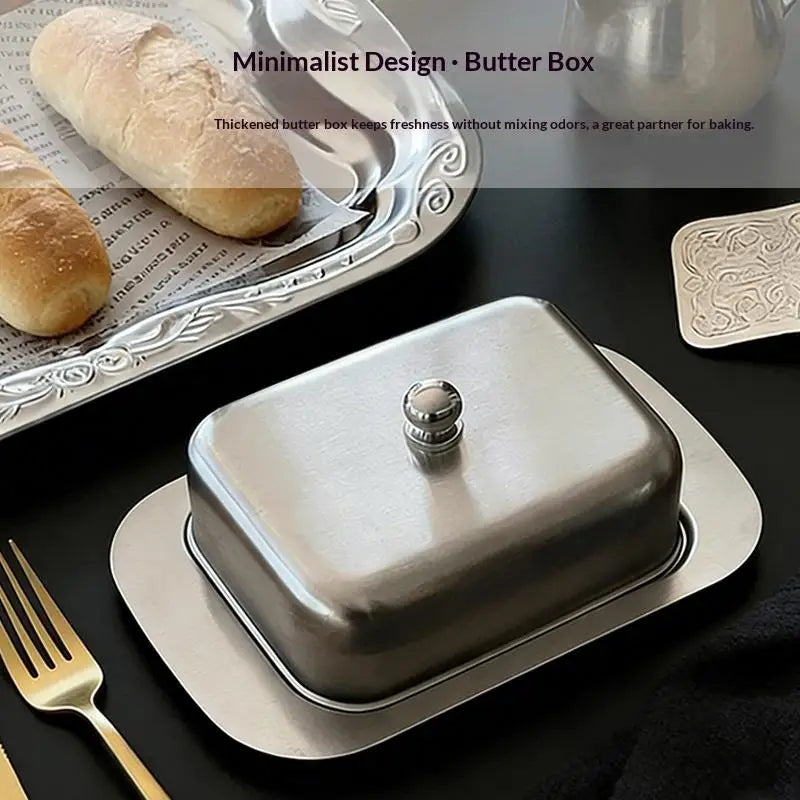 Butter & Cheese Storage Box with Lid & Knife | Fridge Keeper