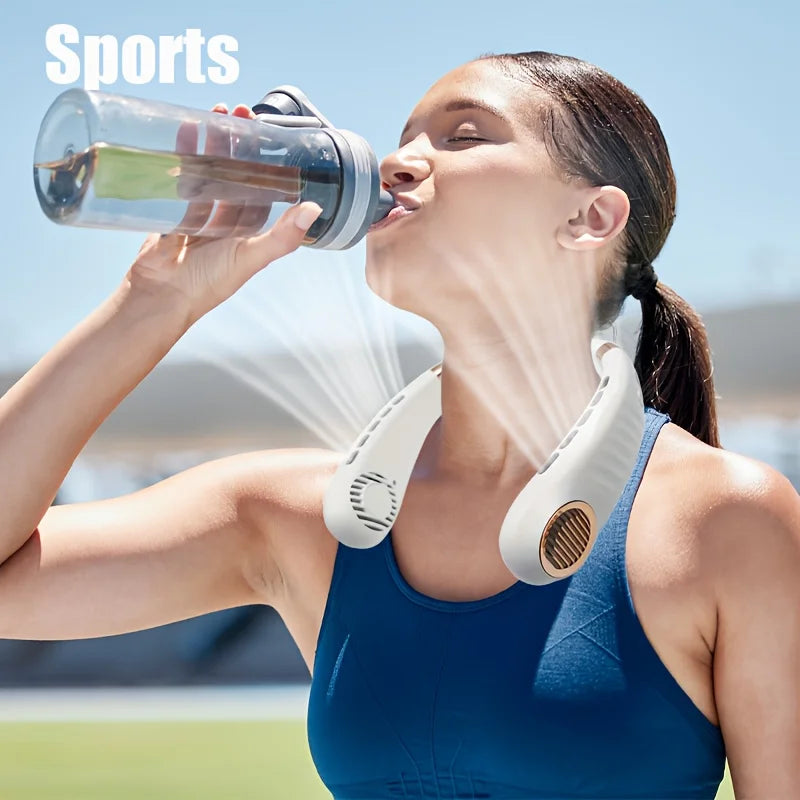 1pc Portable Wearable Neck Fan - Personal Fans for Outdoor And Indoor Use, Hands-Free, Leafless, Rechargeable, Headphone Design Zpaxo