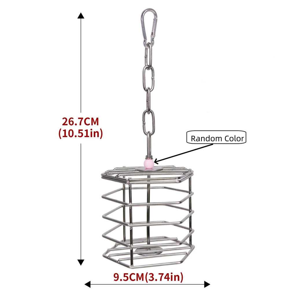 Stainless Steel Hanging Food Cage Pet Birds Parrots Squirrels Macaws