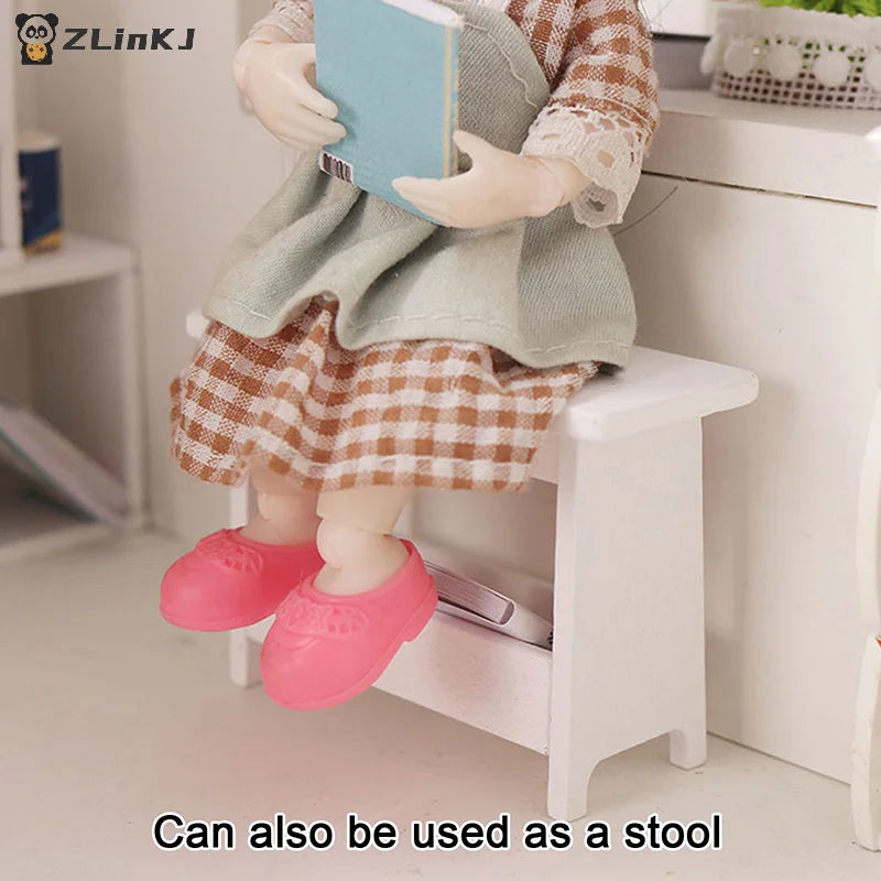▶1:12 Dollhouse Mini Stool Desk Table Model Cabinet Bookshelf Furniture Decor Toy Zpaxo