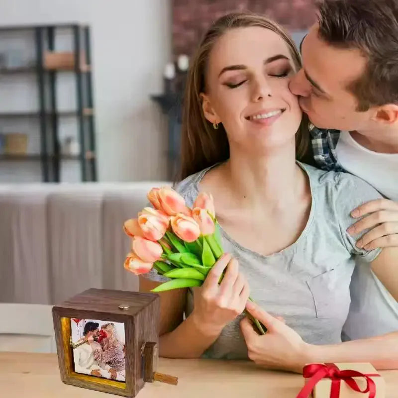 Hand Motion Page-turning Photo Machine Decorative Easy To Install Luminous Hand Crank Photo Flip Book Frame 8/16 Photos Zpaxo
