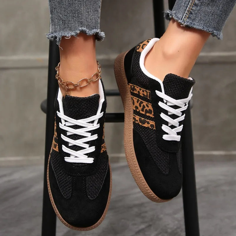 Women's Sneakers Fashion Casual Flats Vulcanize Shoes Round Toe Lace Zpaxo