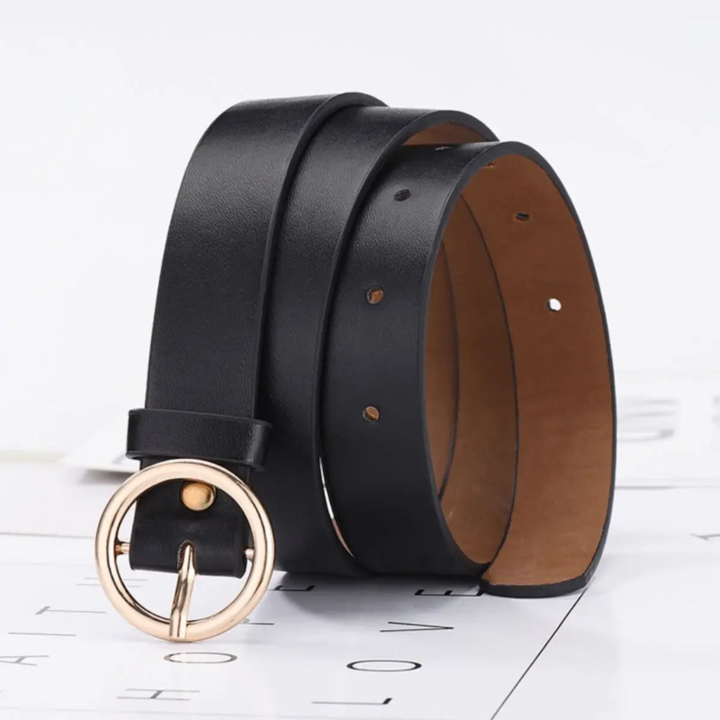 Women's Belt Fashionable Round Buckle Jeans Cargo Pants Skirt Thin