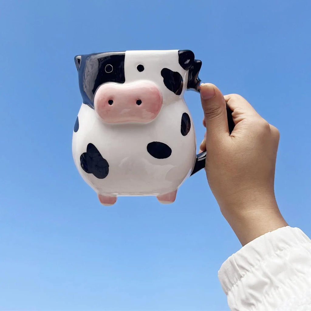 Cow Pattern Coffee Mug Cute Ceramic Milk Cup Handle Tea Chocolate