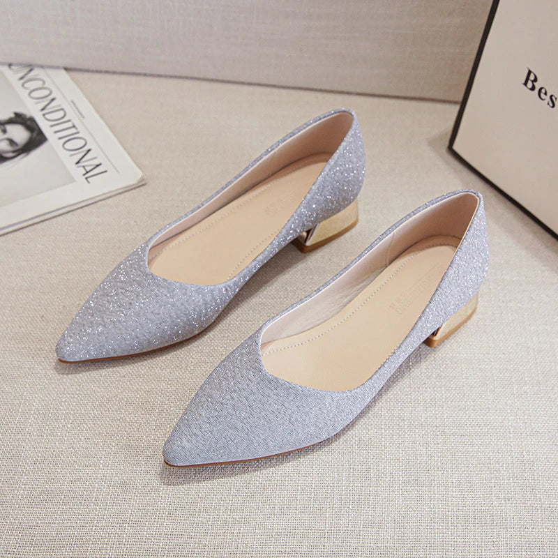 Womens Low Chunky Heel Pumps Solid Pointed Toe 40 43 Shoes 2024 Zpaxo