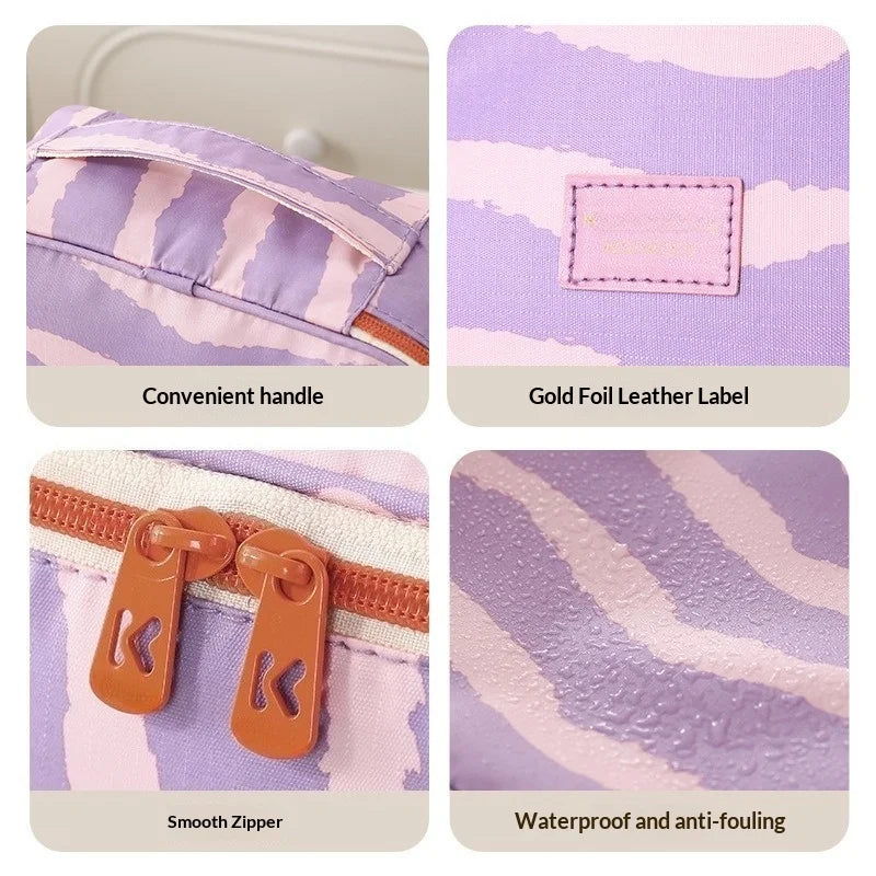 Hot Ins Striped Travel Storage Bag, Bathroom Cosmetics, Dry and Wet Separation, Wash Bag, Multi-functional Bedroom Storage Bag Zpaxo
