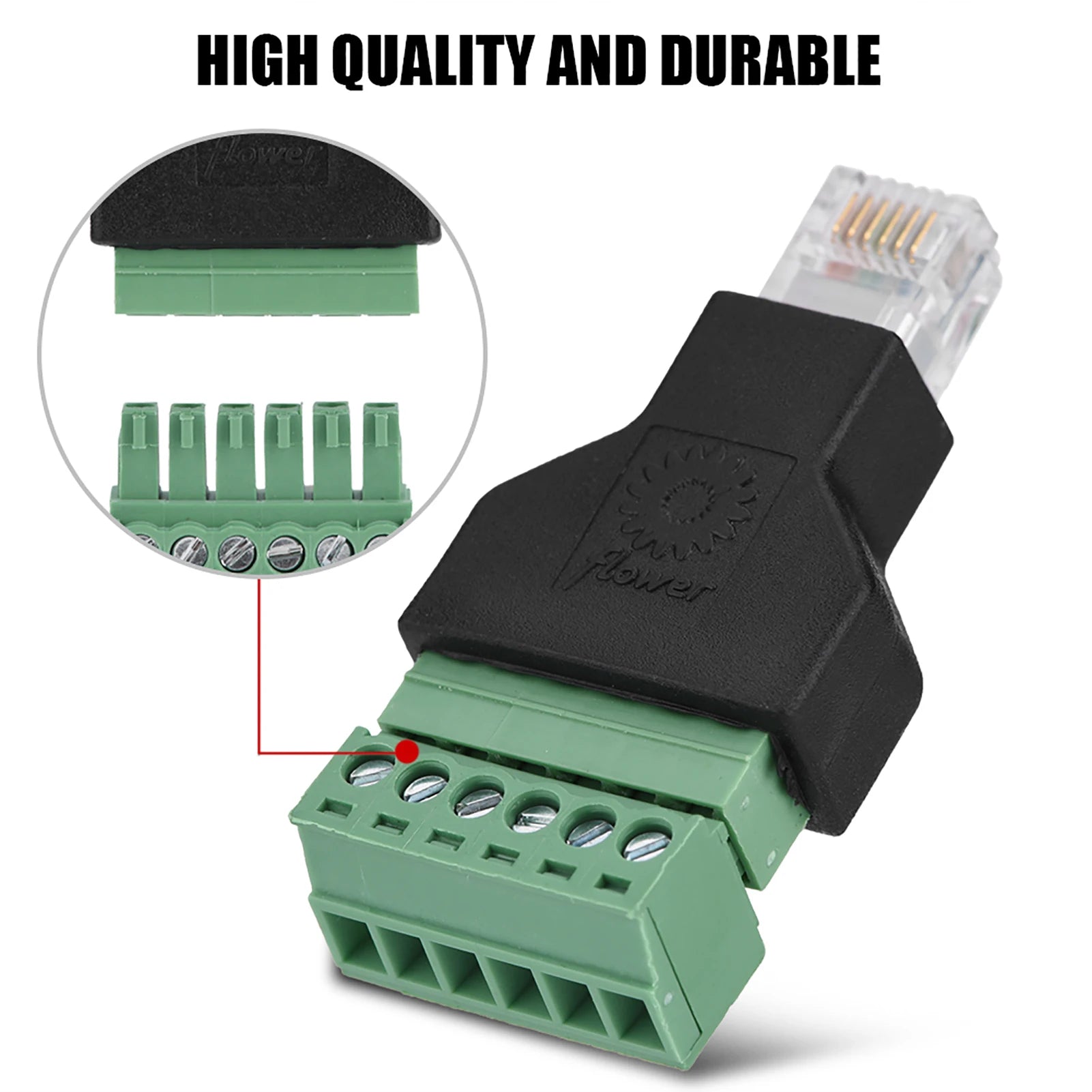 Adapter Connector Plastic Ethernet RJ12 6P6C Male to 6 Pin Screw Terminals Adapter Connector Zpaxo